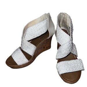 White and Cork Wedged Heels